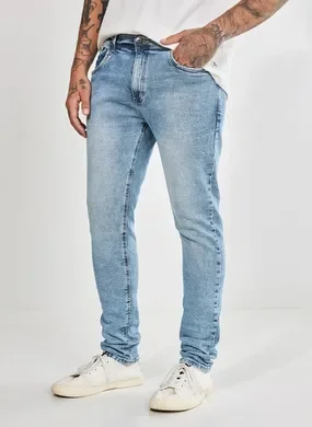 Calça Super Skinny em Jeans Marmorizado