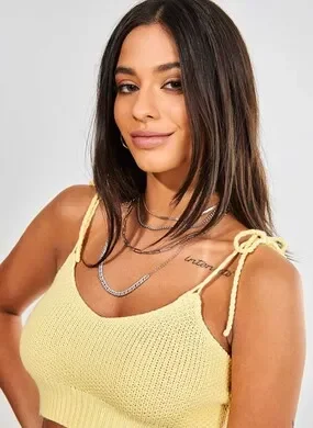 Top de Tricô com Alças Trançadas