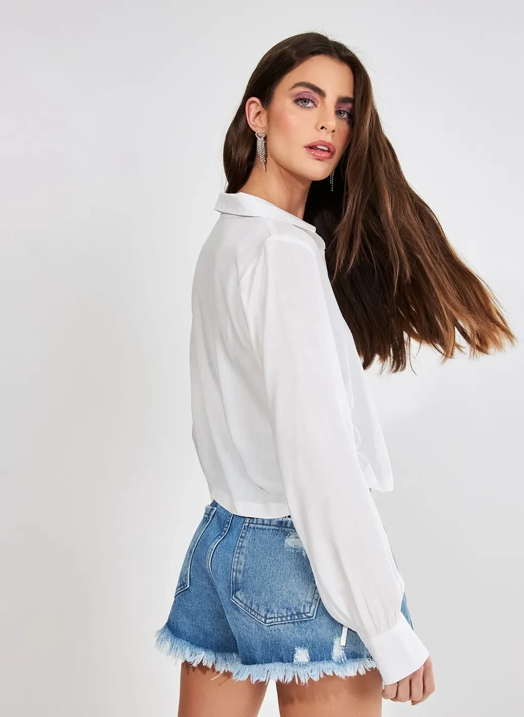 Camisa Cropped com Amarração Lateral