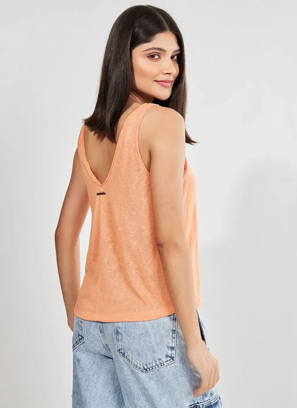 Blusa Regata Em Malha Flamê