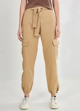 Calça Jogger em Sarja com Amarração Pronta