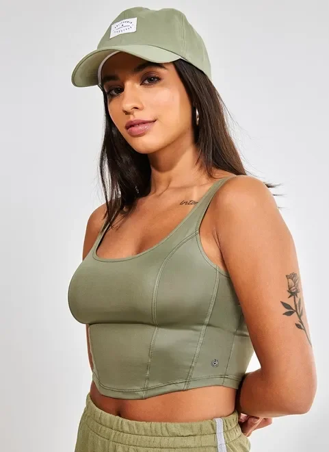 Cropped Estilo Corselet Regata