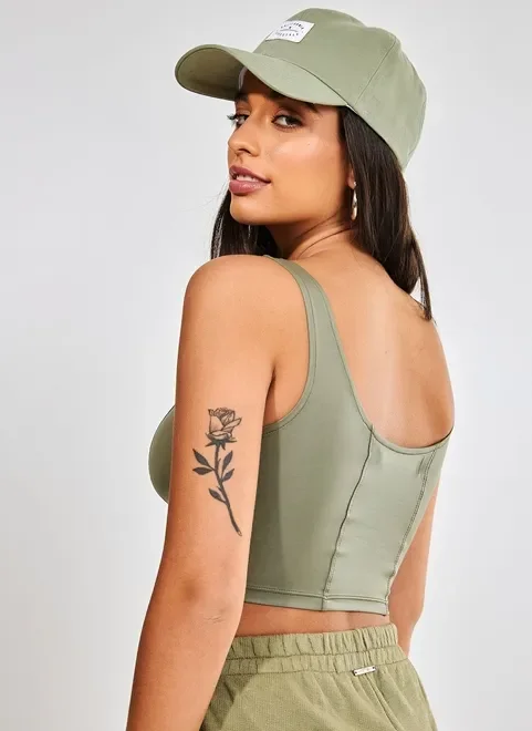 Cropped Estilo Corselet Regata