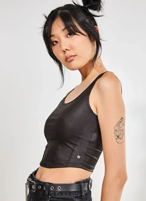 Cropped Estilo Corselet Regata