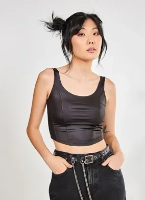 Cropped Estilo Corselet Regata