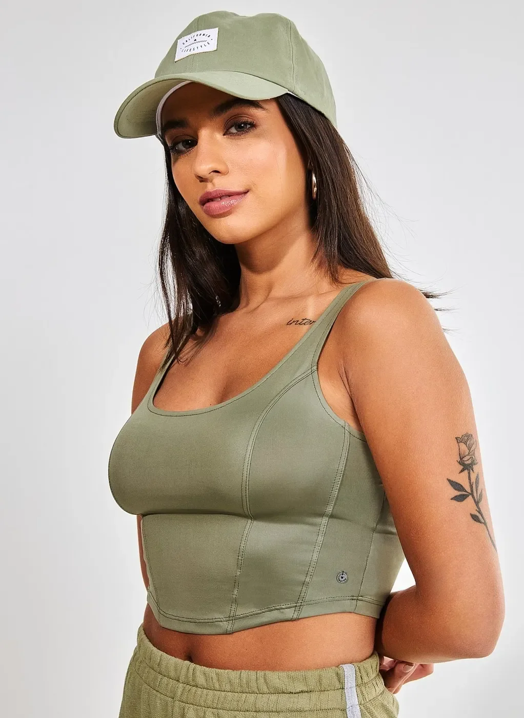 Cropped Estilo Corselet Regata