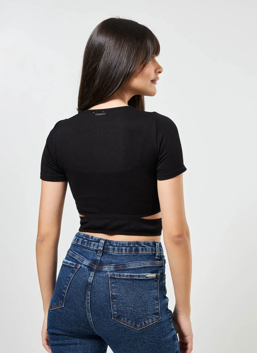 Blusa Cropped Seamless Com Aberturas