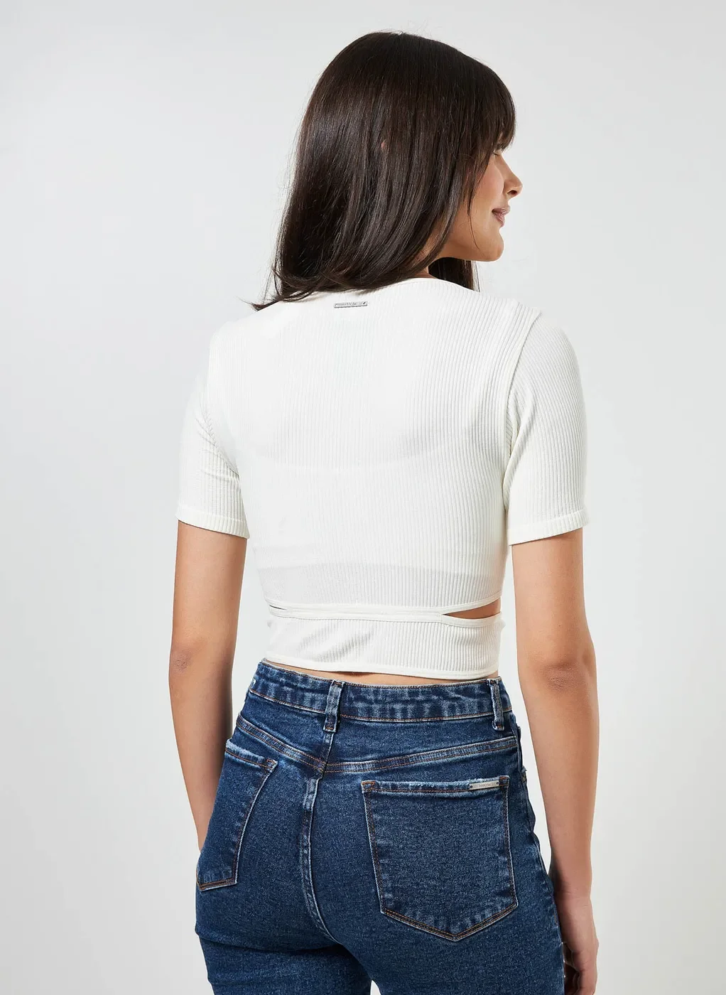 Blusa Cropped Seamless Com Aberturas