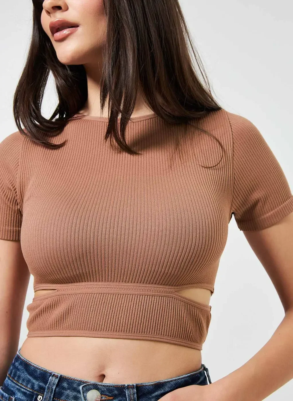 Blusa Cropped Seamless Com Aberturas