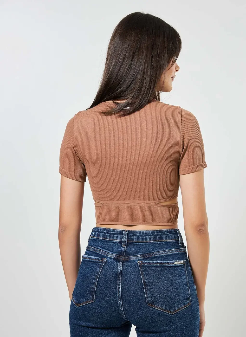 Blusa Cropped Seamless Com Aberturas