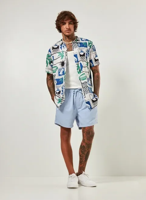 Bermuda Sarja Azul Claro