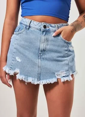 Short Saia Jeans Desfiado