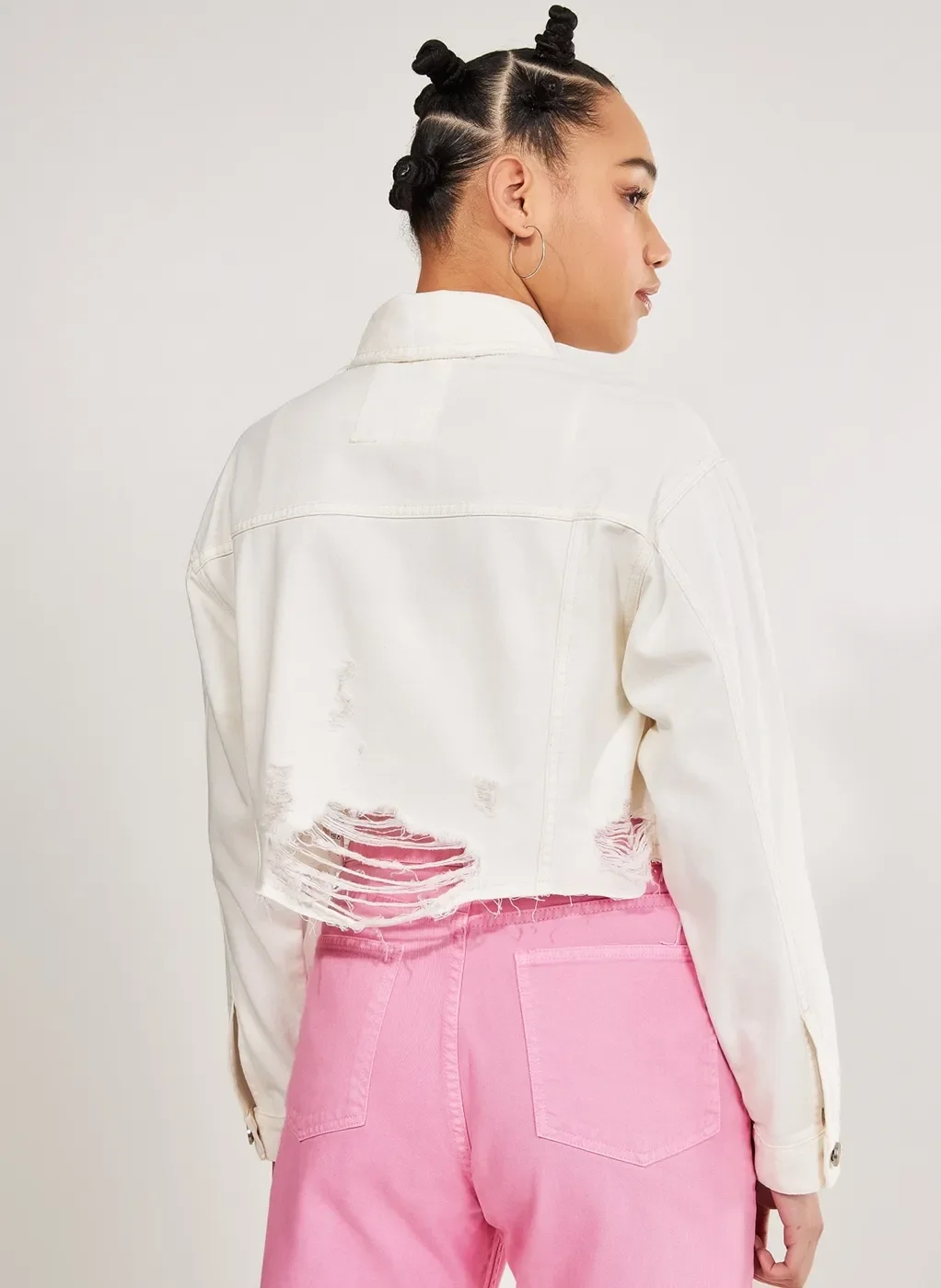 Jaqueta Cropped Sarja Off-White