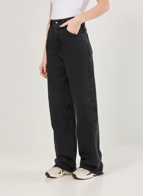 Calça Jeans Wide Leg Cintura Alta