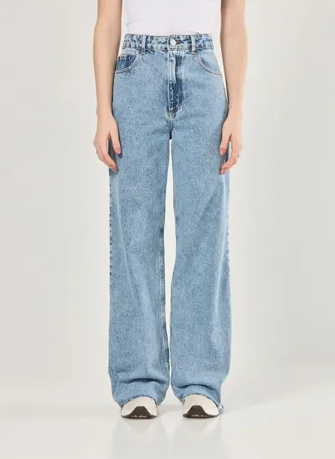 Calça Jeans Wide Leg Cintura Alta