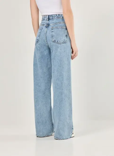 Calça Jeans Wide Leg Cintura Alta