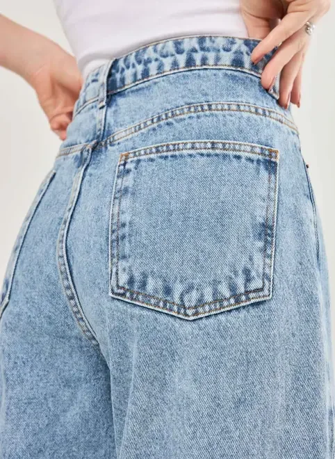 Calça Jeans Wide Leg Cintura Alta