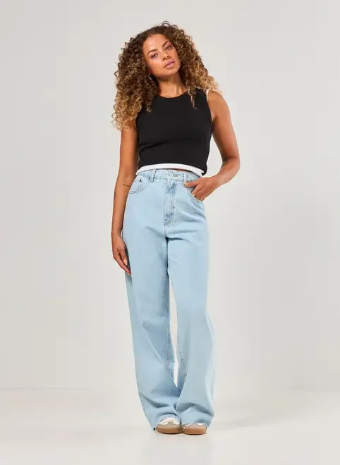 Calça Jeans Wide Leg Cintura Alta