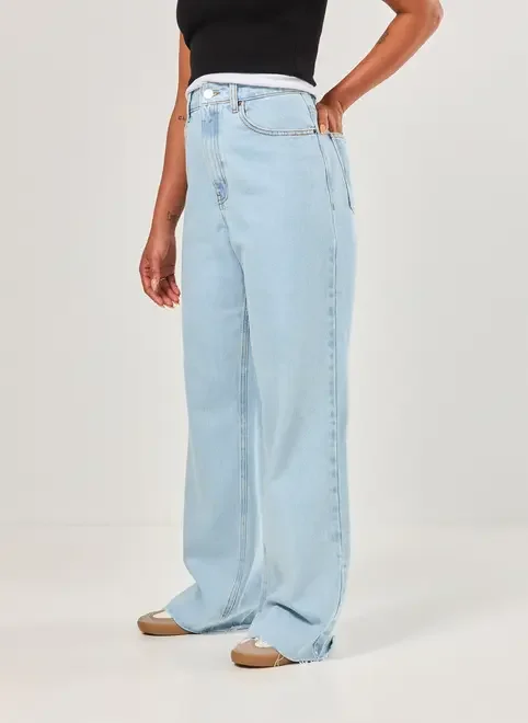 Calça Jeans Wide Leg Cintura Alta