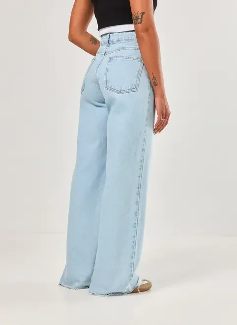 Calça Jeans Wide Leg Cintura Alta