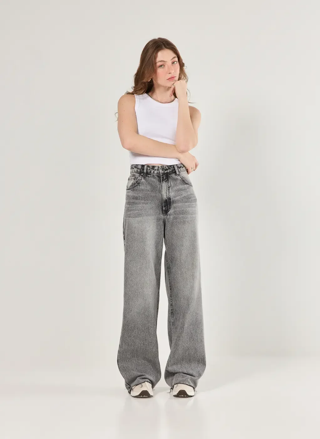 Calça Jeans Wide Leg Cintura Alta