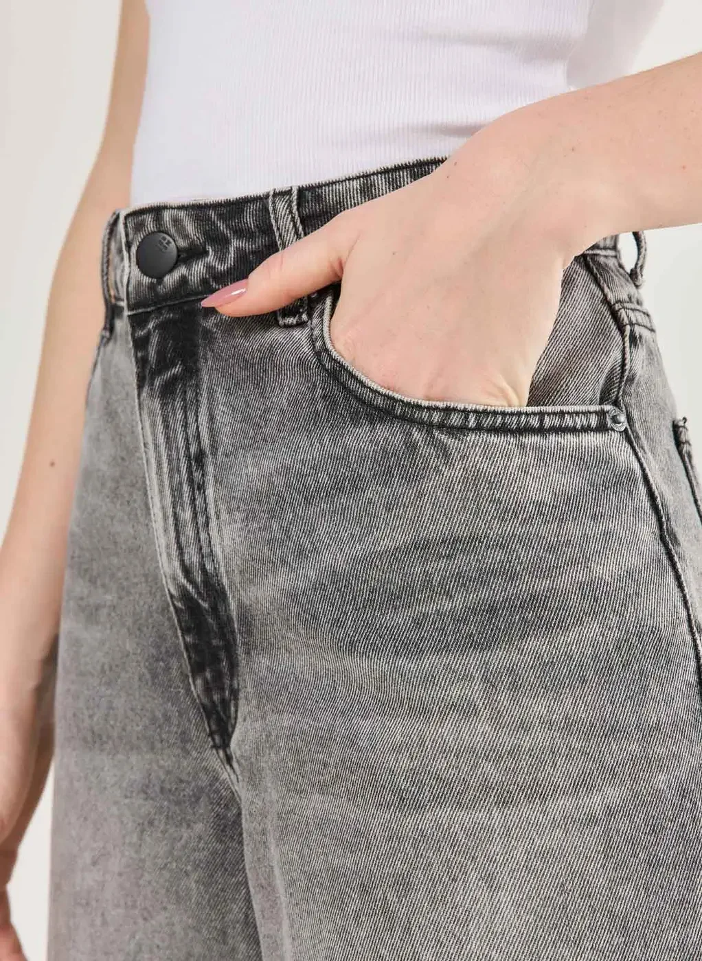 Calça Jeans Wide Leg Cintura Alta