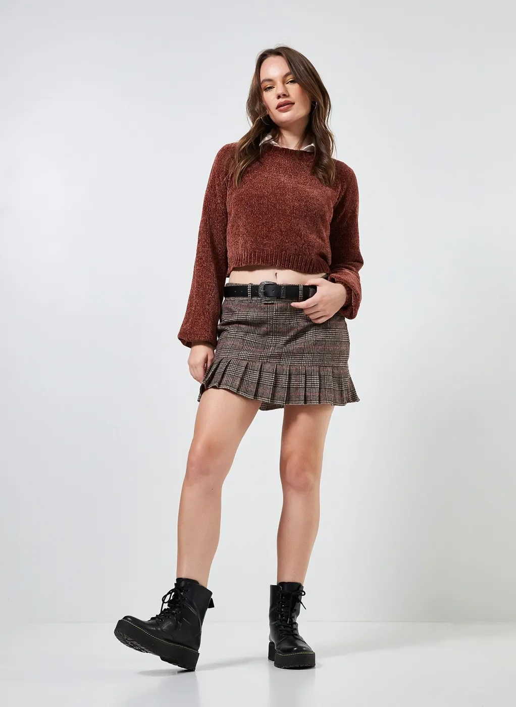 Blusa De Frio Cropped Em Fio Chenile