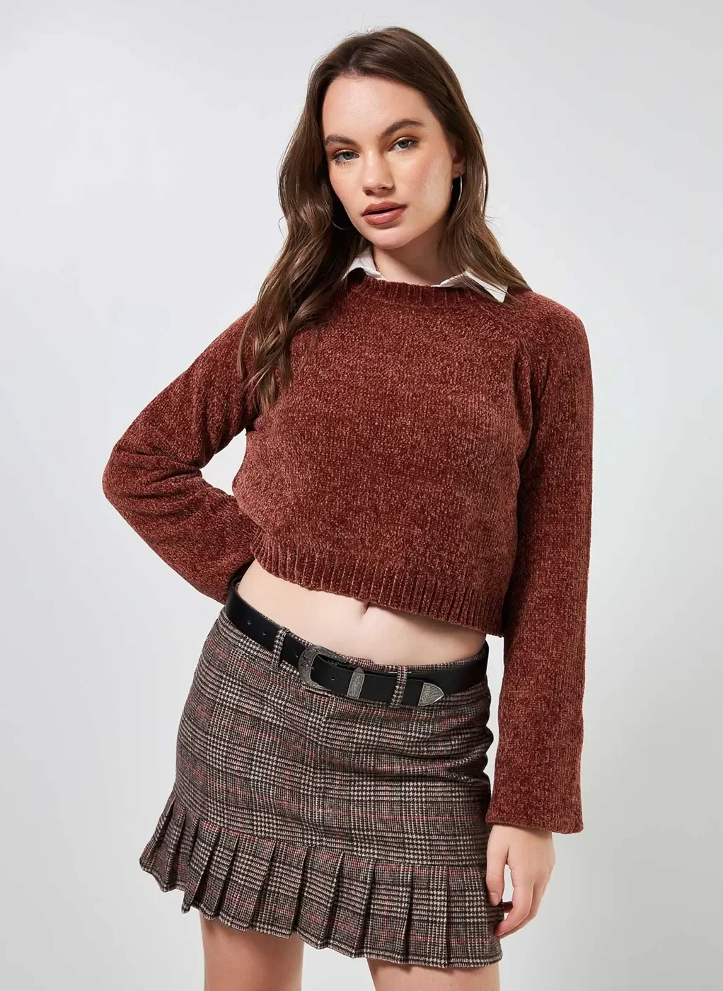 Blusa De Frio Cropped Em Fio Chenile