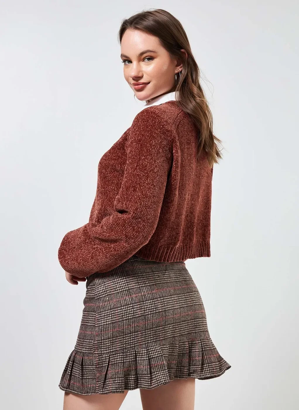 Blusa De Frio Cropped Em Fio Chenile