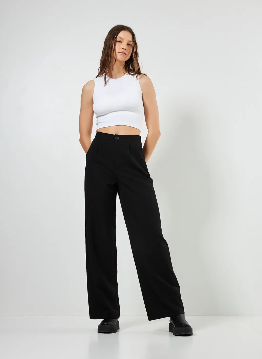 Calça Wide Leg De Alfaiataria