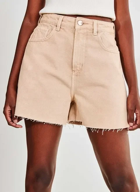 Short Mom De Sarja Caqui