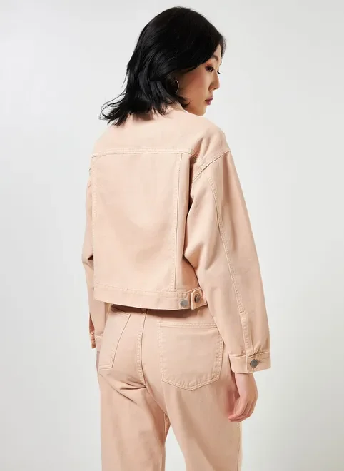 Jaqueta Cropped De Sarja Caqui