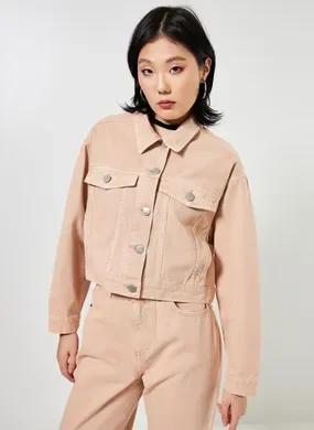 Jaqueta Cropped De Sarja Caqui