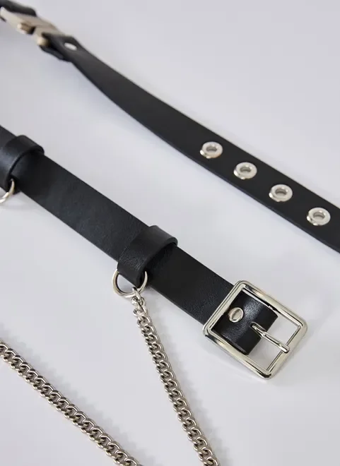 Cinto Preto Com Corrente