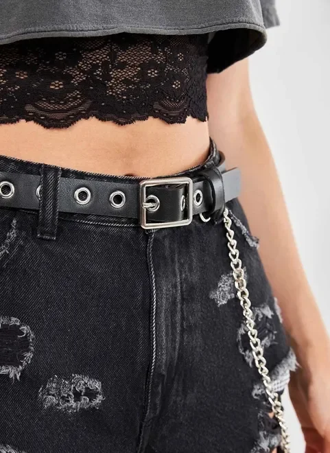 Cinto Preto Com Corrente