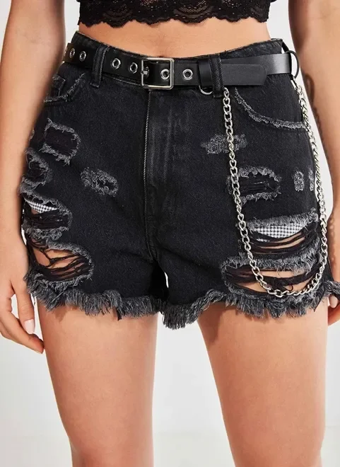 Cinto Preto Com Corrente