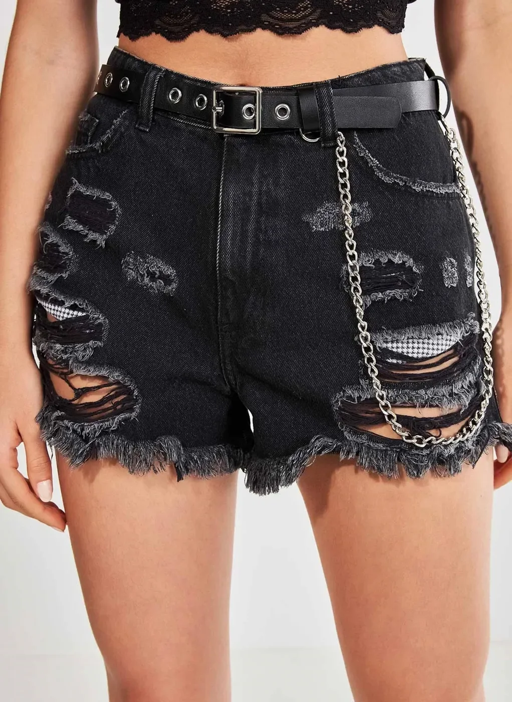 Cinto Preto Com Corrente