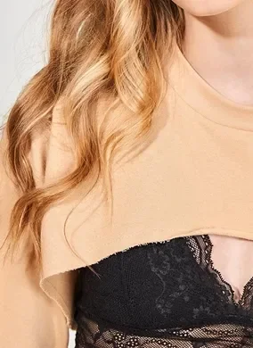 Blusa Super Cropped Manga Longa