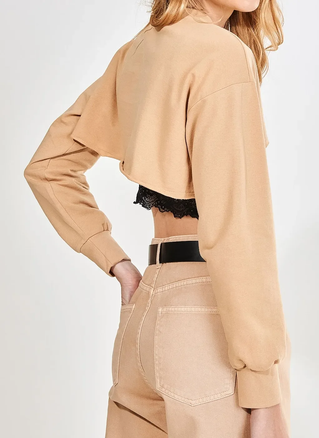 Blusa Super Cropped Manga Longa