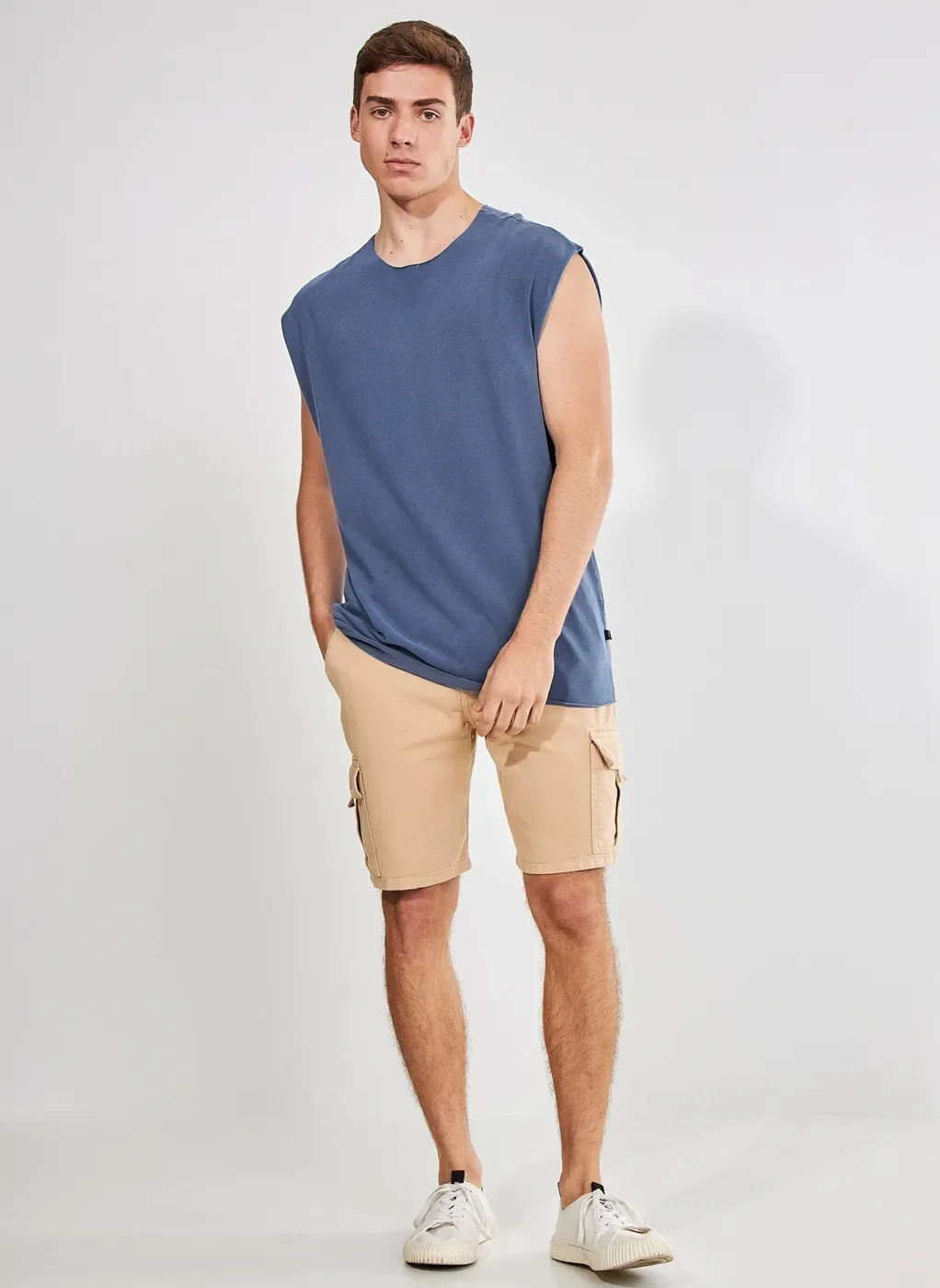 Regata Azul Alongada Estonada