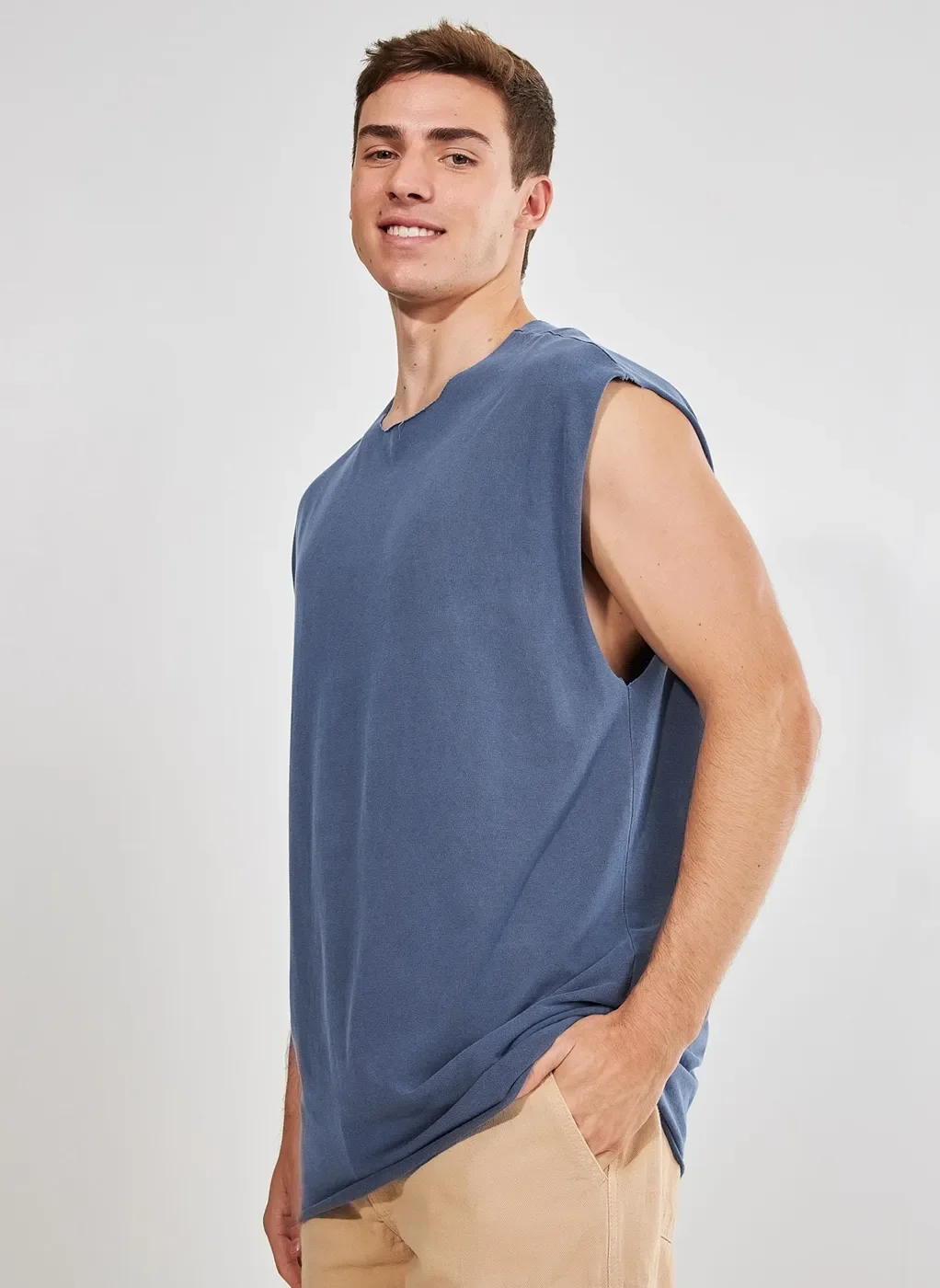 Regata Azul Alongada Estonada