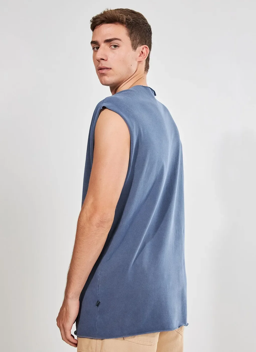 Regata Azul Alongada Estonada