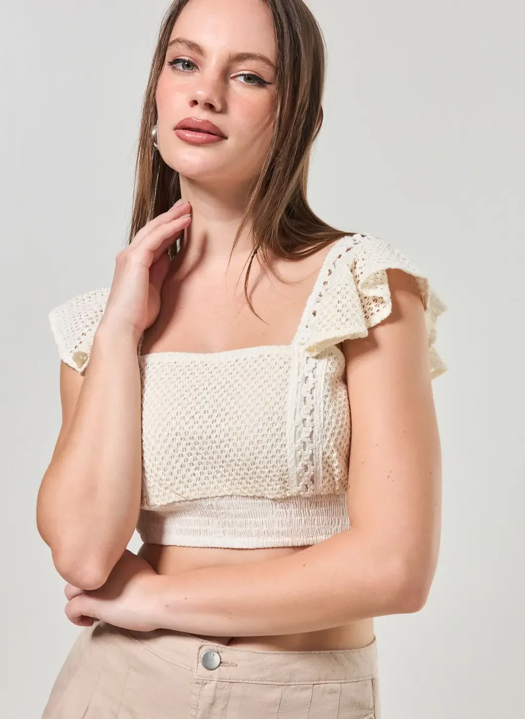 Blusa Cropped Estilo Crochezinho