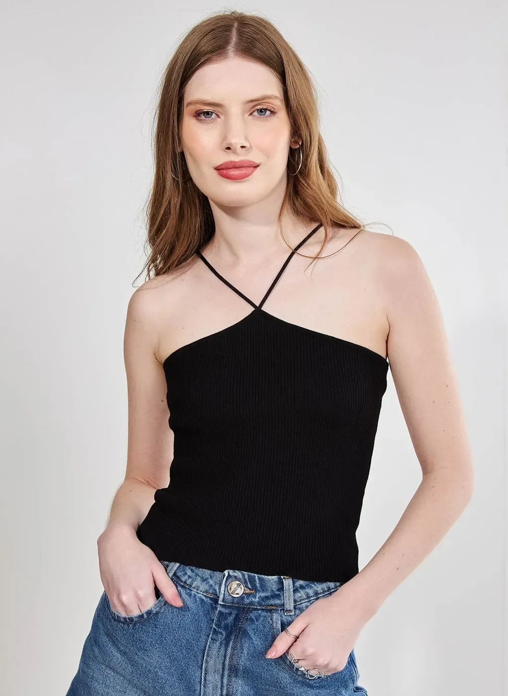 Blusa Com Alcinhas Frente Única