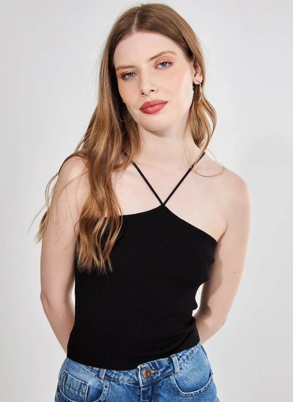 Blusa Com Alcinhas Frente Única