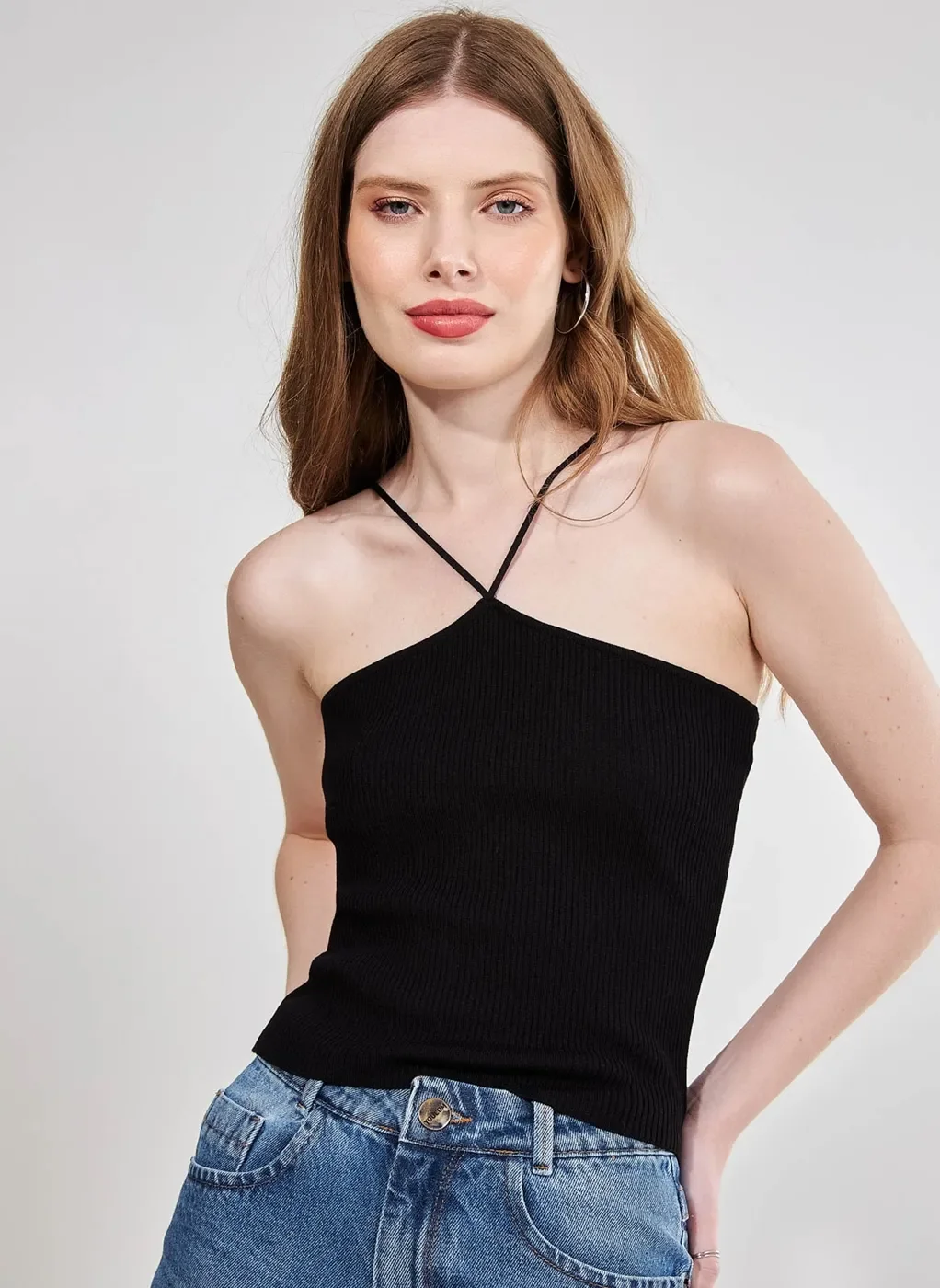 Blusa Com Alcinhas Frente Única