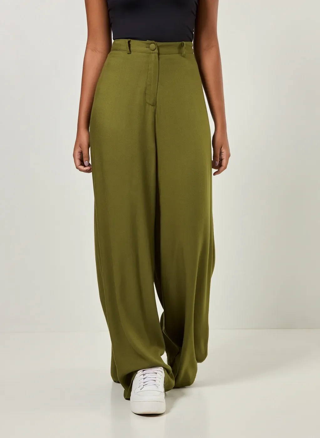 Calça Pantalona De Cintura Alta