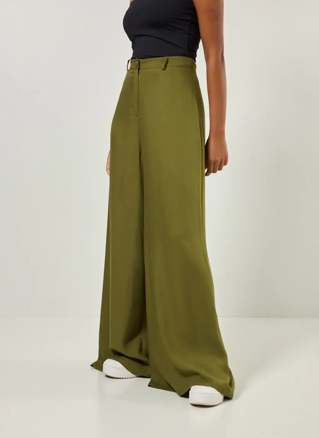 Calça Pantalona De Cintura Alta