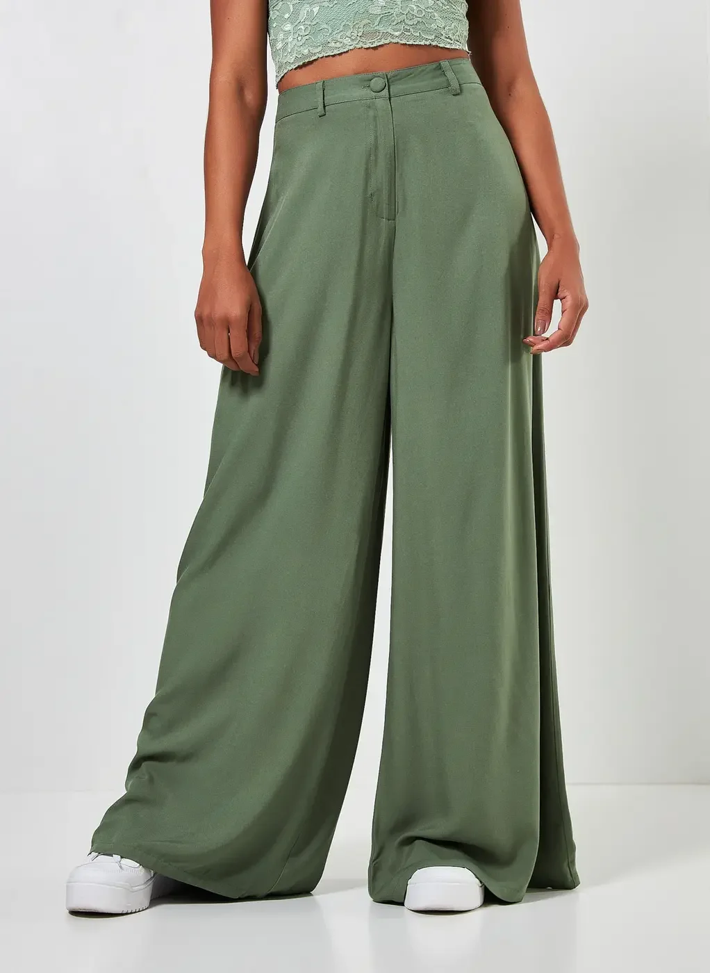 Calça Pantalona De Cintura Alta