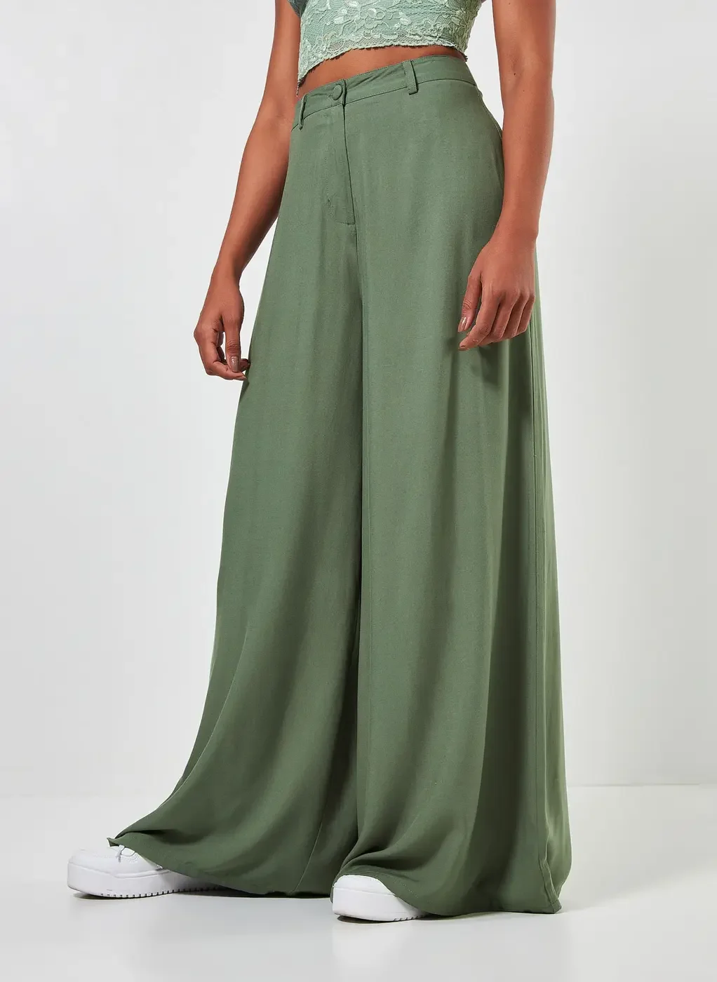 Calça Pantalona De Cintura Alta